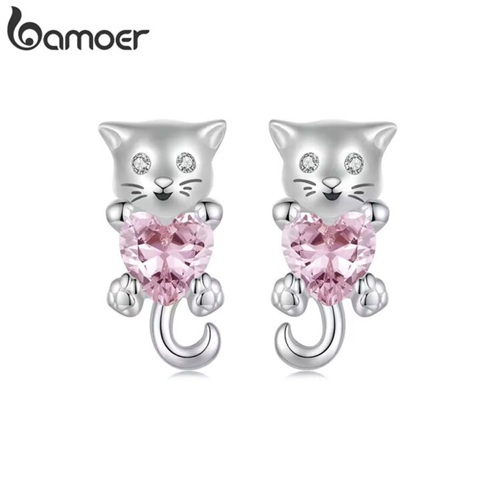 Rosa Kitty Ohrstecker